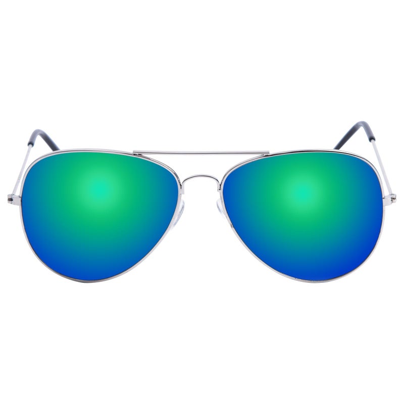 Wodison Classic Kids Sunglasses for Boys Girls Children sunglasses Reflective Metal Frame Silver Frame Blue Mix Green Lens - Image 4
